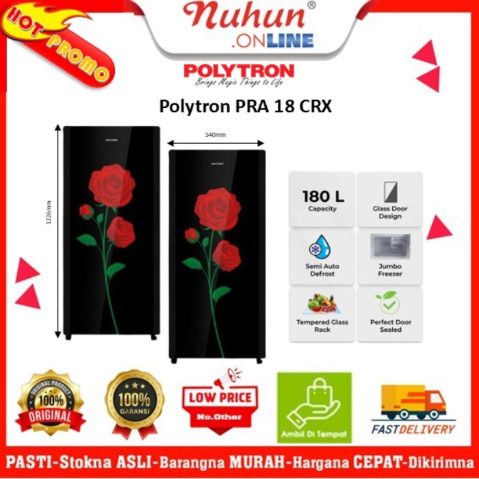 Polytron Kulkas 1 Pintu Belleza Varia 180 Liter PRA 18 CRX 180L