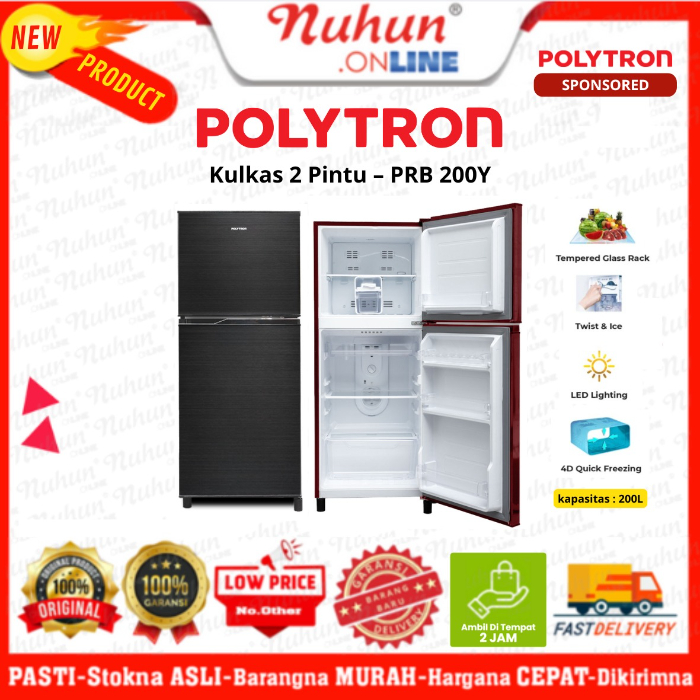 Polytron Kulkas 2 Pintu PRB - 200Y 166 Liter