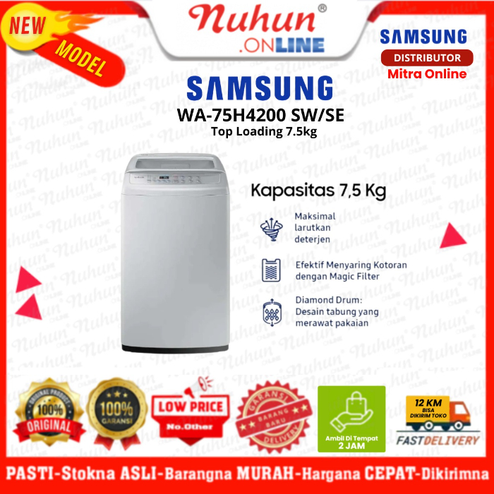Samsung Mesin Cuci Top Loading 7kg WA-75H4200 SW/SE