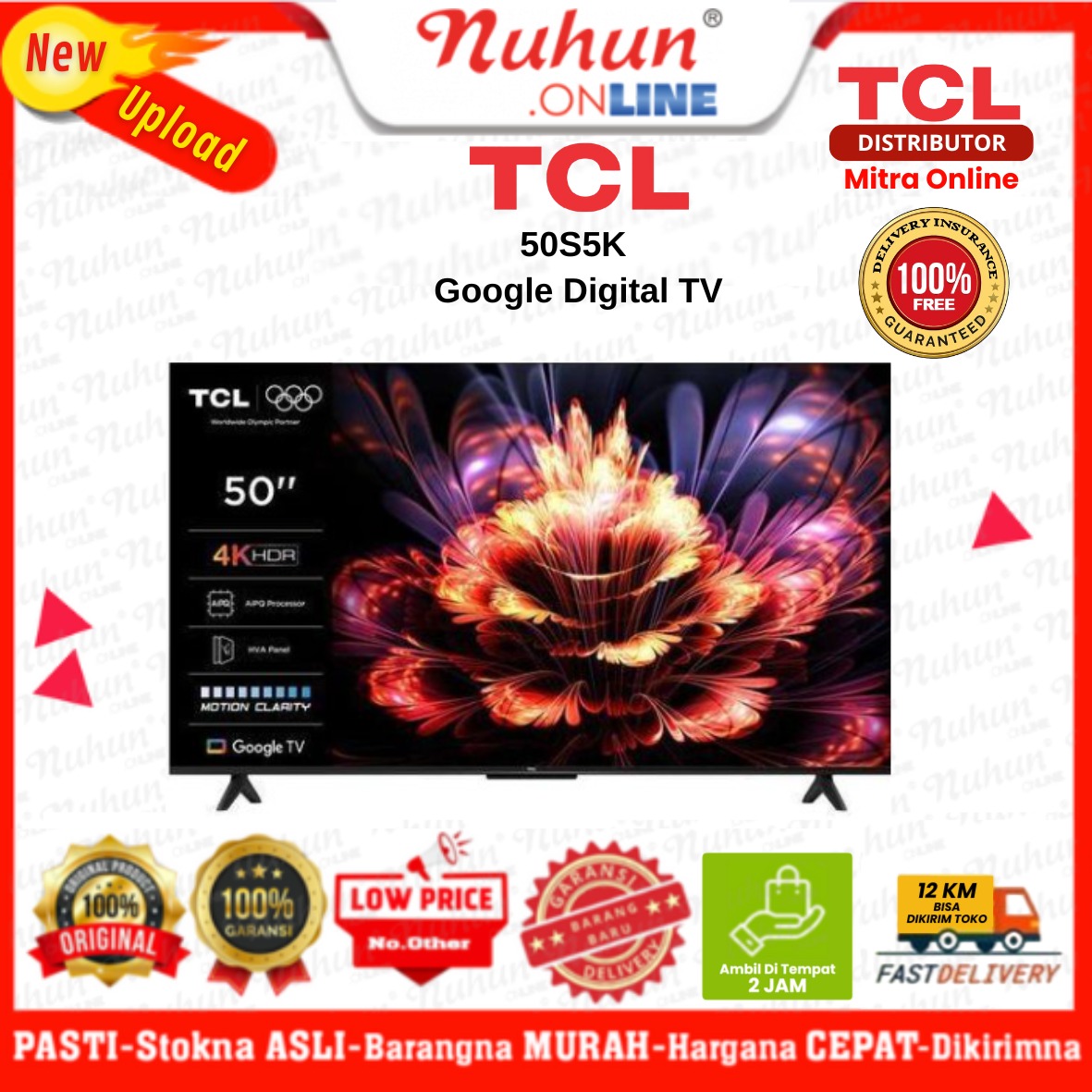 TCL G0ogle Digital TV 50S5K QLED FHD Dolby Audio