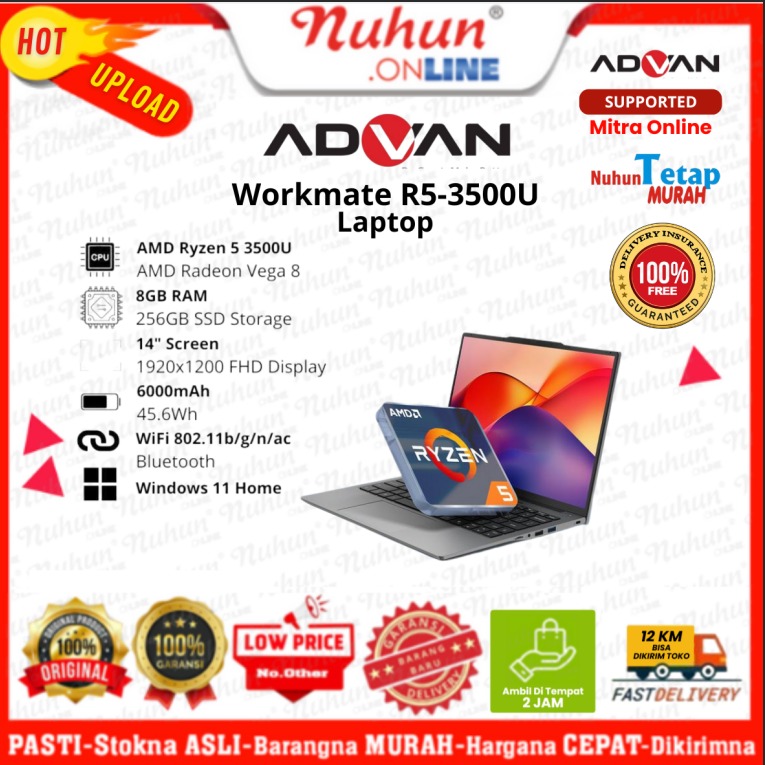 ADVAN Laptop Workmate R5-3500U 8/256