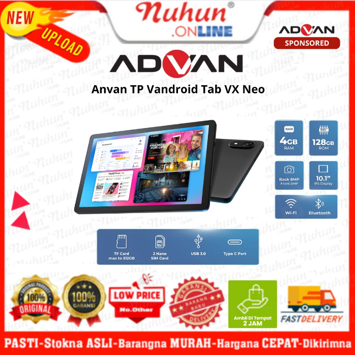 Advan TP Vandroid VX Neo 4GB / 128GB 10.1 IPS Screen Tablet Android 14 6200mAh