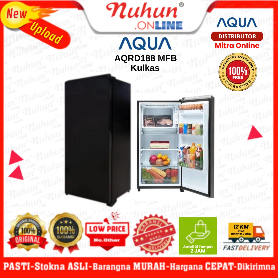 Aqua Kulkas 1 Pintu AQR-D 188 MFB 145L