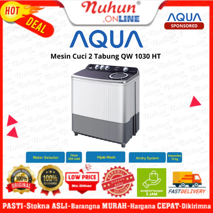 Aqua Mesin Cuci 2 Tabung AQW 1030 HT Hijab Series 10 Kg