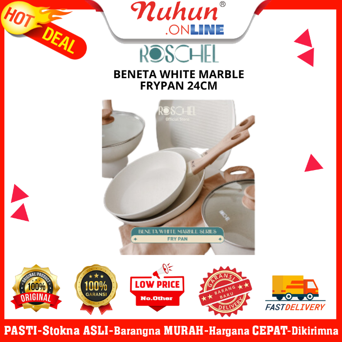 Beneta White Marble Frypan 24cm Roschel RPW-124