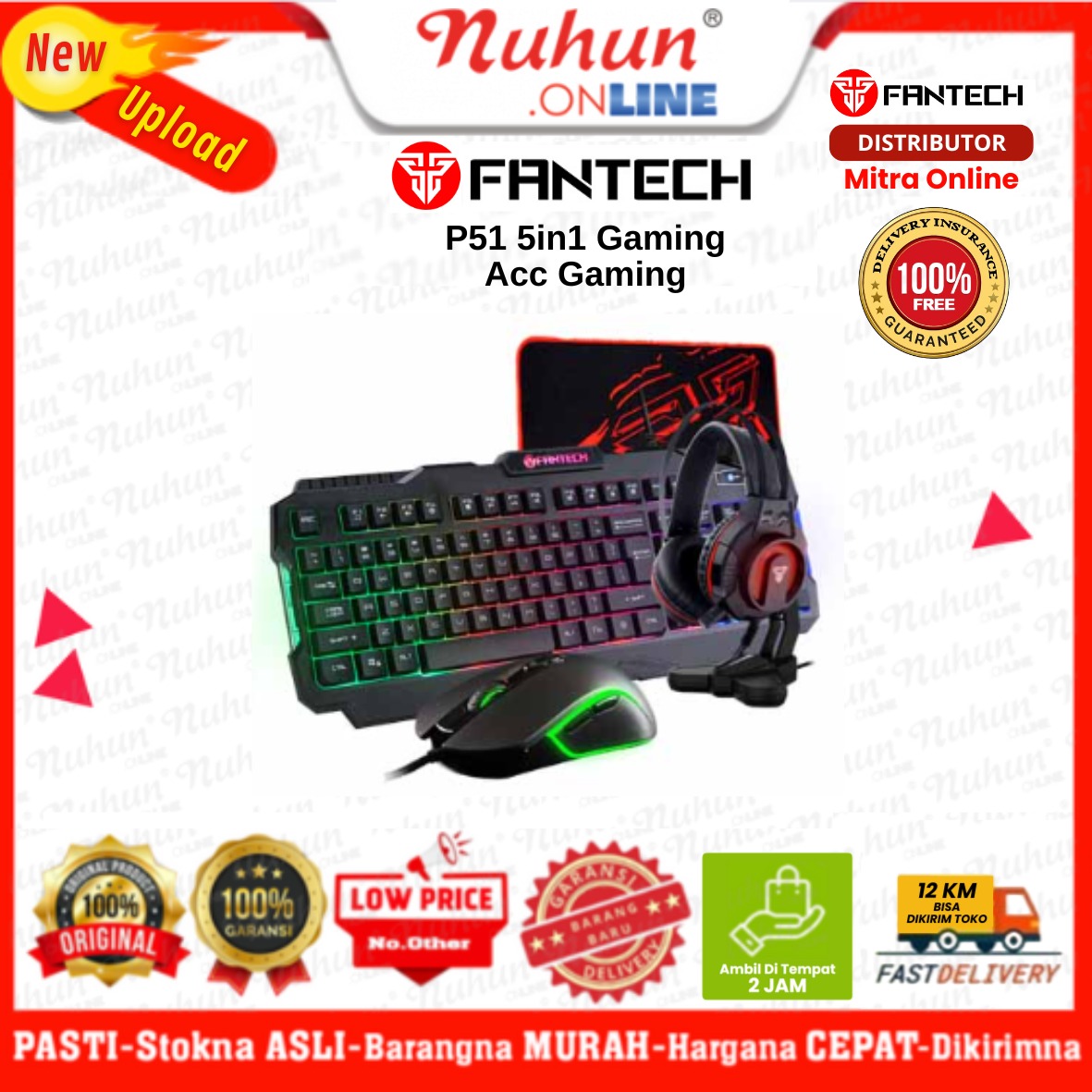 Fantech 5 in 1 Combo P51 Gaming Keyboard Mouse Headset Mousepad