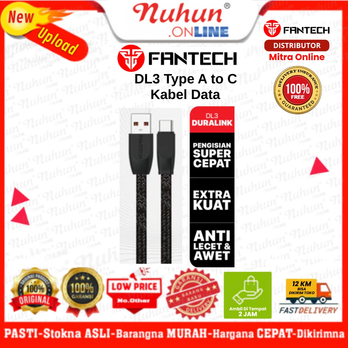 Fantech Kabel Charger Fast Duralink DL3 Type A to C 1M