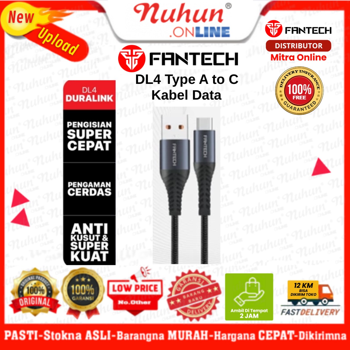 Fantech Kabel Charger Fast DuraLink DL4 Type A to C