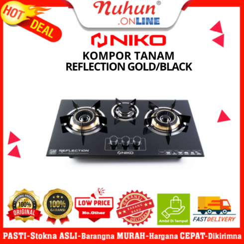 Niko Kompor Tanam 3 Tungku Reflection Gold/Black