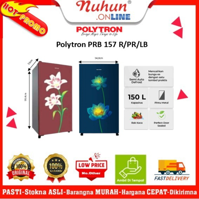 Polytron Kulkas 1 Pintu PRB 157 R/PR/LB 150L