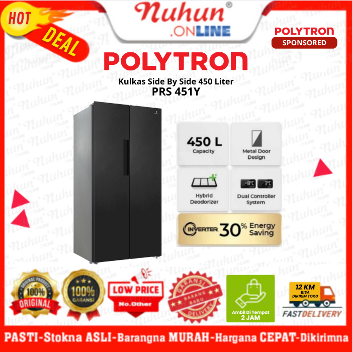 Polytron Kulkas 2 Pintu Side By Side PRS 451Y