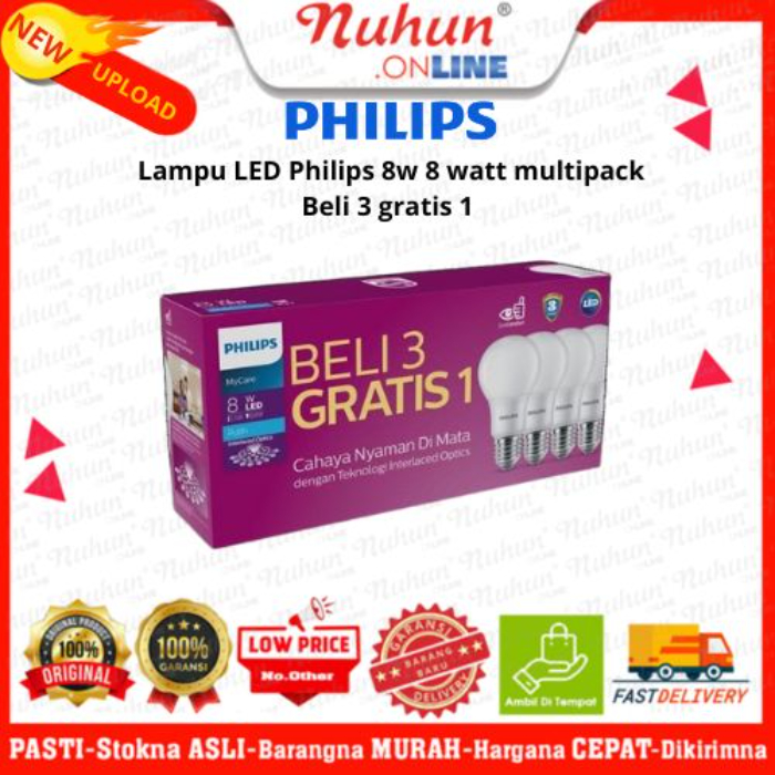 Philips Lampu LED 8 watt multipack