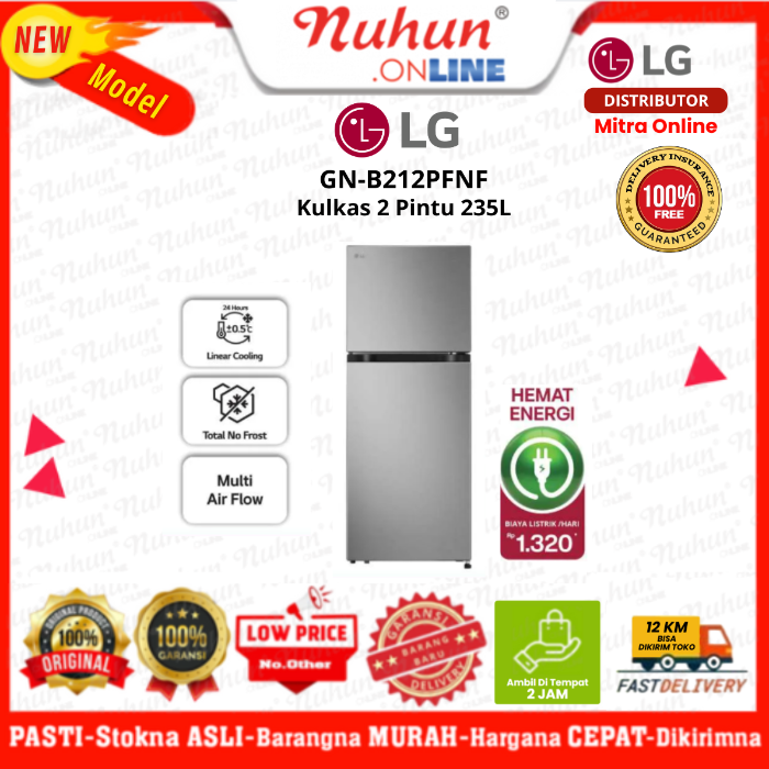 LG Kulkas 2 Pintu GN-B212PFNF 235L/217L No Frost