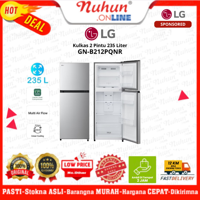 LG Kulkas 2 Pintu GN-B21PQNR 235 Liter