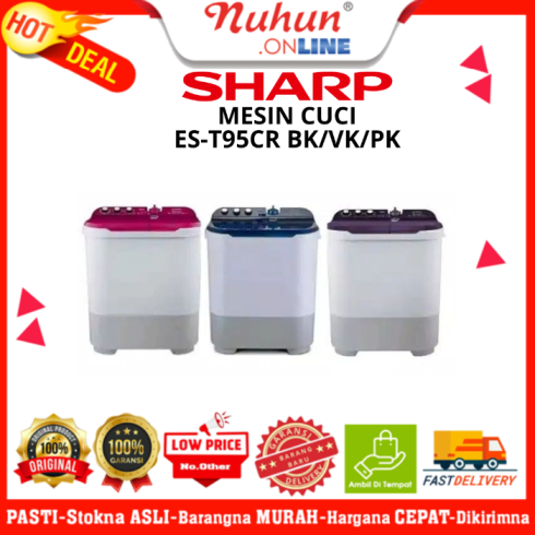 Sharp Mesin Cuci 2 Tabung ES-T95CR BK/VK/PK