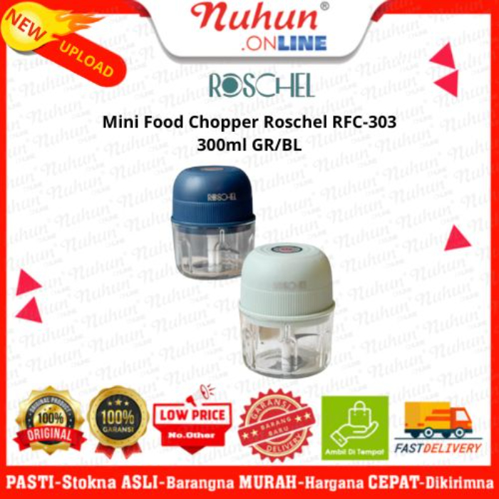 Roschel Mini Food Chopper Kaca RFC-303 300ml GR/BL
