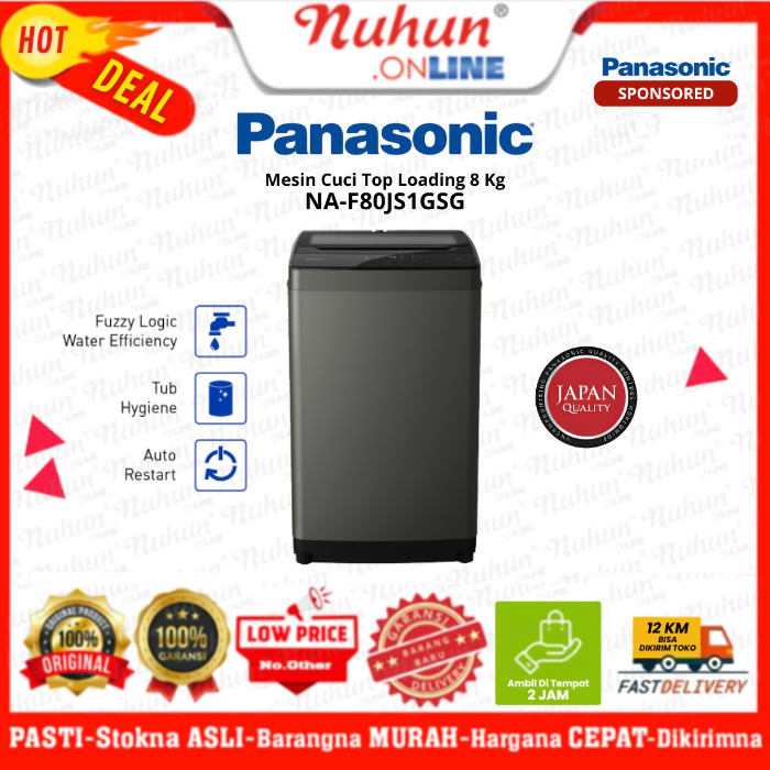Panasonic Mesin Cuci 1 Tabung Top Loading 8 kg NA-F80JS1GS
