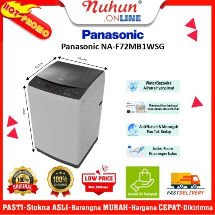 Panasonic Mesin Cuci 1 Tabung NA F72MB1WSG