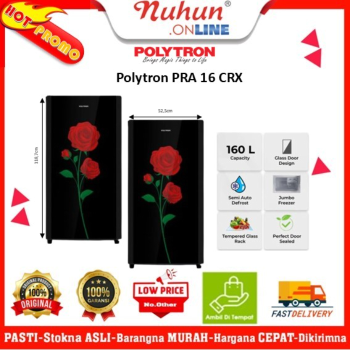 POLYTRON Kulkas 1 Pintu Belleza Varia 160 Liter PRA 16CRX
