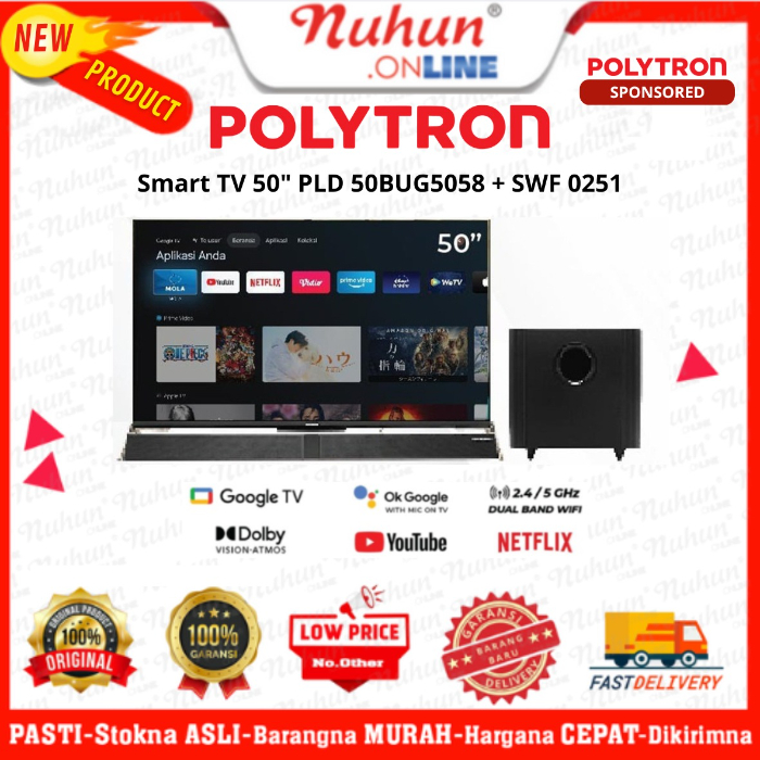 Polytron Smart Android PLD 50BUG5058 4K HDR Soundbar TV 50 inch