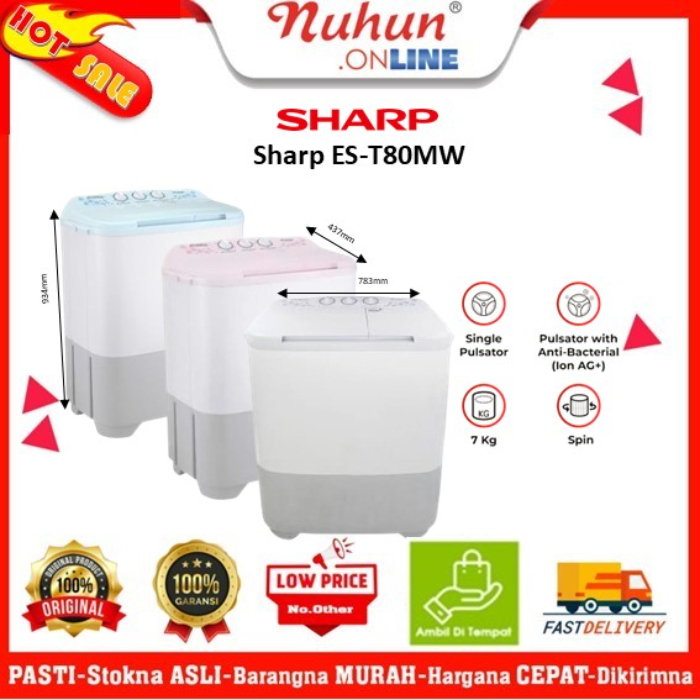 Sharp Mesin Cuci 2 Tabung ES-T80MW