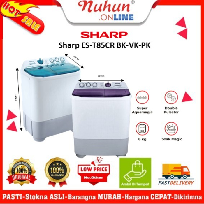 Sharp Mesin Cuci 2 Tabung ES-T85CR BK-VK-PK