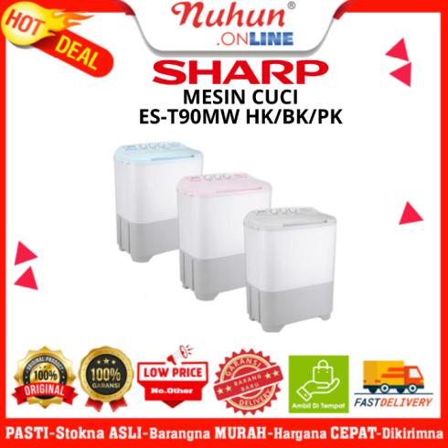 Sharp Mesin Cuci 2 Tabung ES T90MW HK BK PK