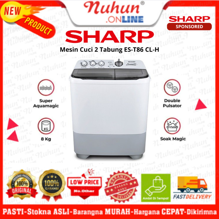 Sharp Mesin Cuci 2 Tabung 8kg ES-T86 CL-H
