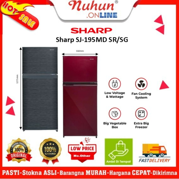 Sharp Kulkas 2 Pintu SJ-195MD SR/SG