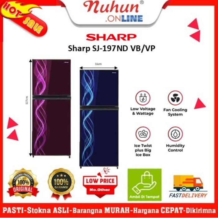 Sharp Kulkas 2 Pintu SJ-197ND VB/VP