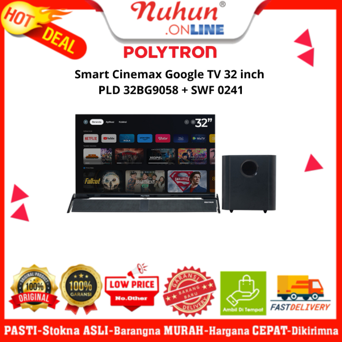 Polytron Smart Android Tv PLD 32BG9058 + SWF 0241 Cinemax