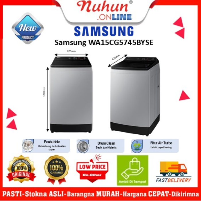 Samsung Mesin Cuci 1 Tabung WA15CG5745BYSE Ecobubble™ Top load Washer 15 kg