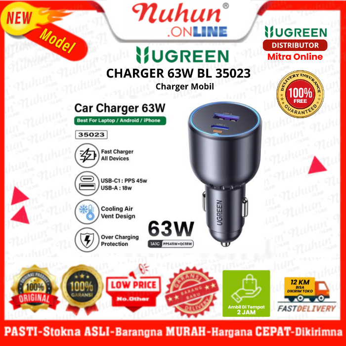 UGREEN Car Charger 63W BL 35023 Type C PD QC 3.0 Fast Charging