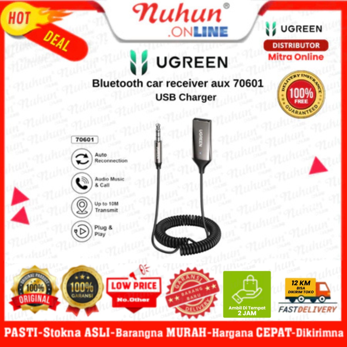 Ugreen Car Usb Charger Bluetooth Aux 70601 3.5mm Original