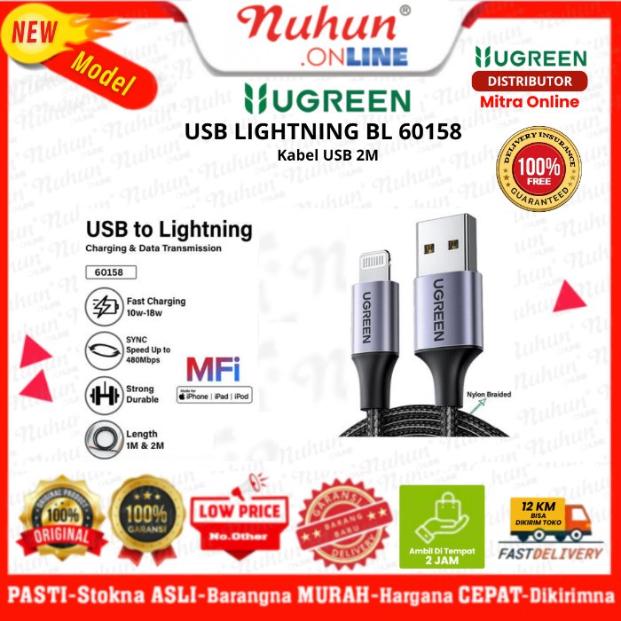 UGREEN Kabel USB 2M Lightning Nylon BL 60158