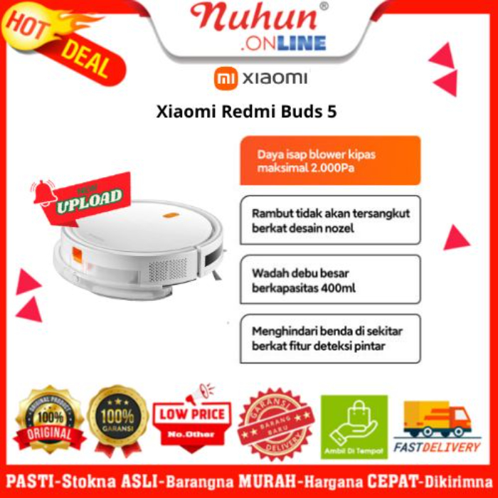 Xiaomi Robot Vacuum E5 | Ringkas dan Ringan | Daya Hisap 2000Pa | Fitur Sapu dan Pel | Vacuum cleane