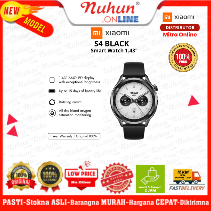 Xiaomi Watch S4 | 1.43" Amoled Display Up to 2200 Nits Brightness | Built-in L1+L5 GnsS | 15 Days of