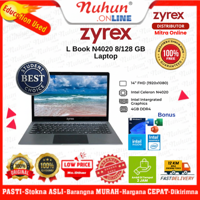 Zyrex Laptop L Book N4020 8/128GB W11PRO Intel Celeron