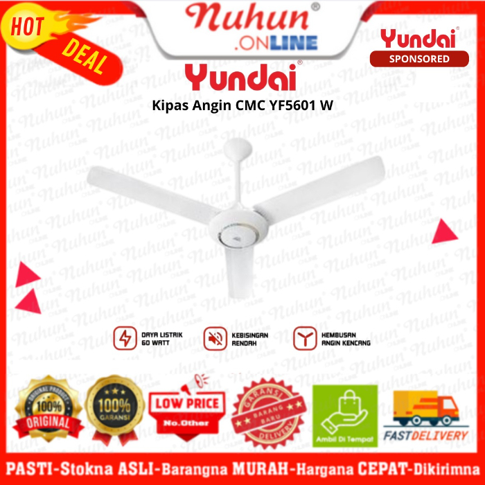 Yundai Kipas Angin Besi Ceiling Fan CMC YF5601 56 Inch White